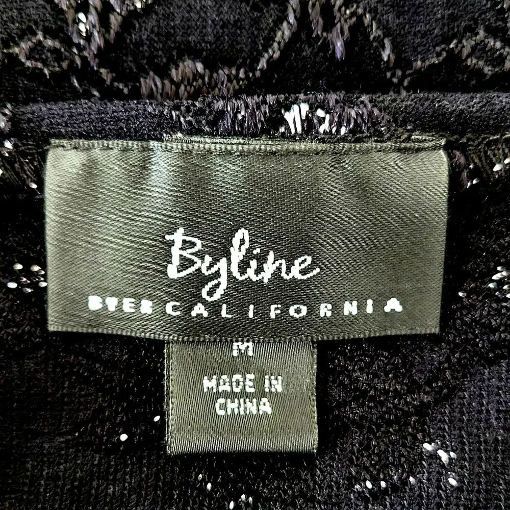 Byline Lace Bustier Corset Top Size M Black Silver Metallic Gothic Y2K Party